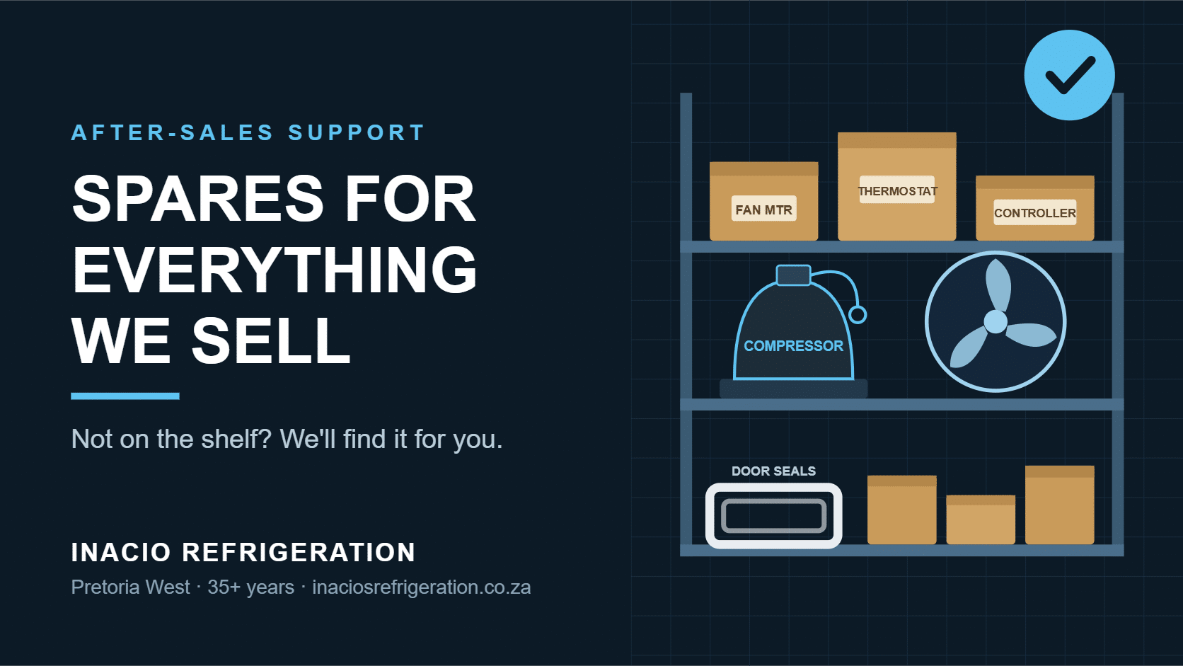 Refrigeration spare parts available at Inacio Refrigeration
